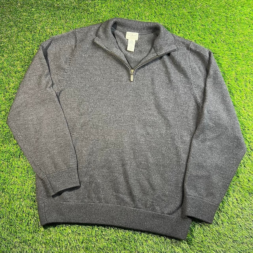 L.L.Bean Signature Merino Wool Quarter Zip Sweater Men's Large Woolmark Knit